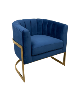 SS-612  Round Royal Blue Velvet Single Chair Gold Frame